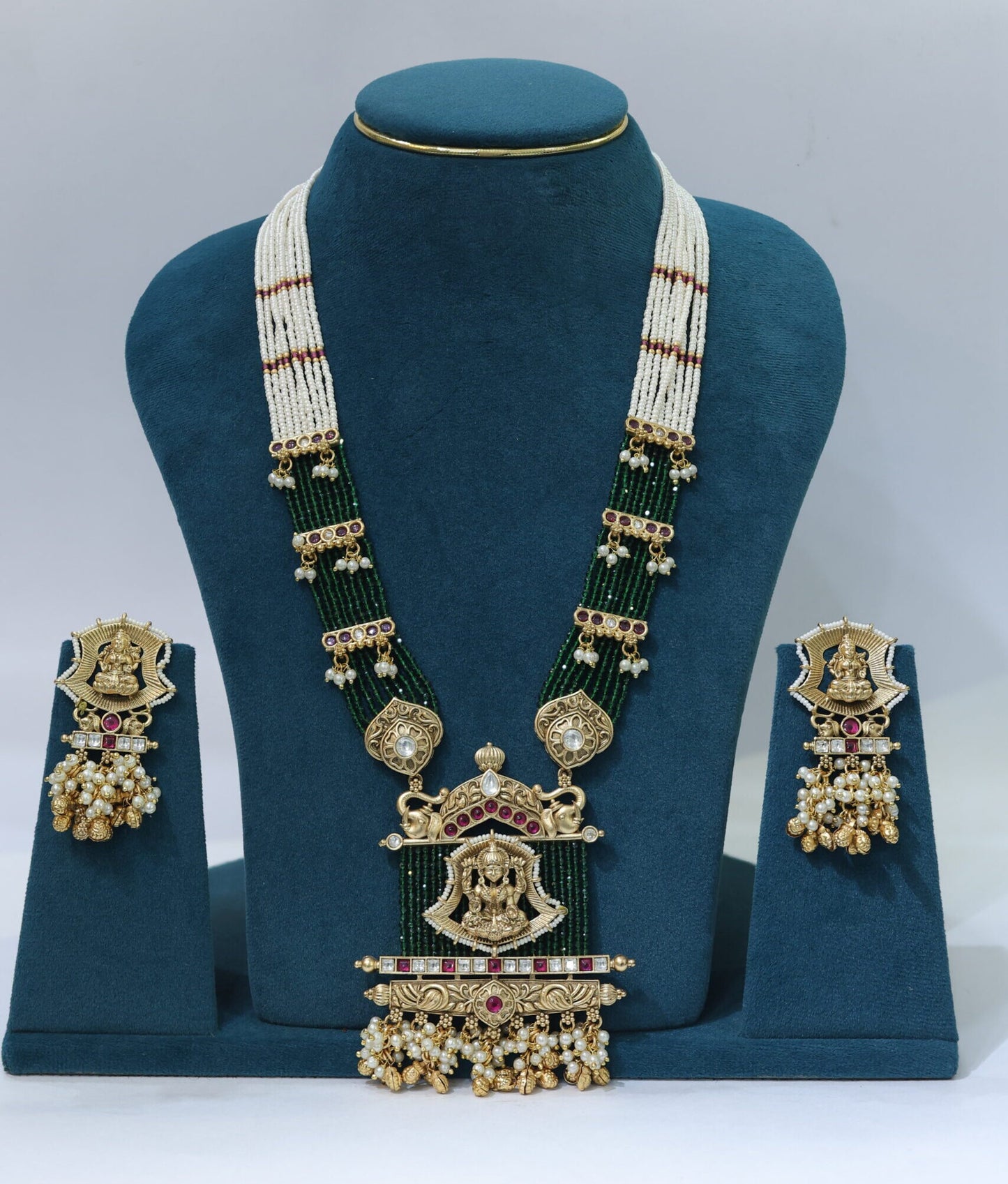 Long Necklace beaded jewellery set with Earrings