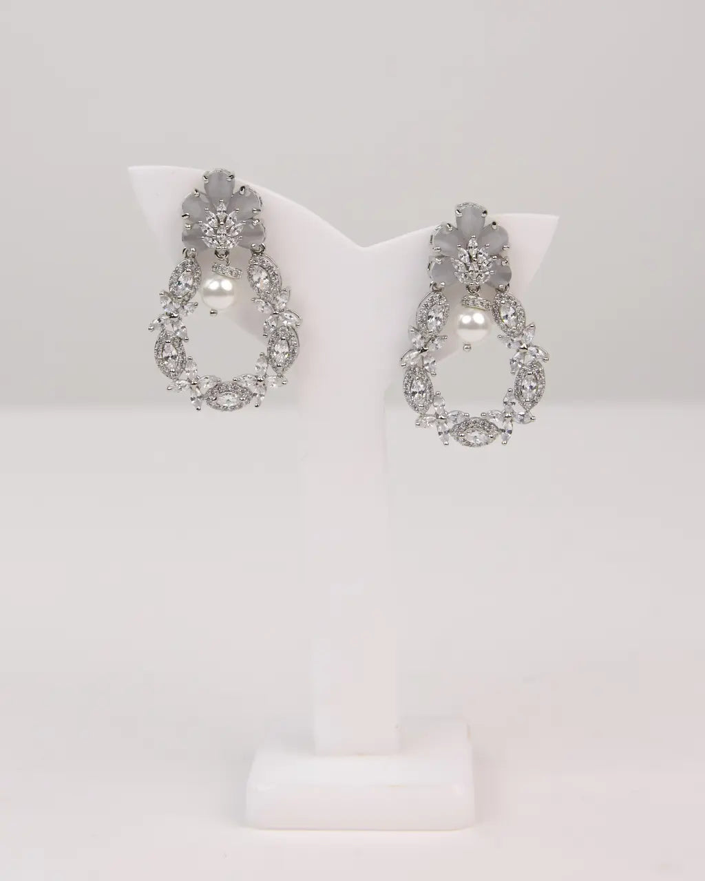 Crystal Marquise Chandelier Earrings with Pearl Drop