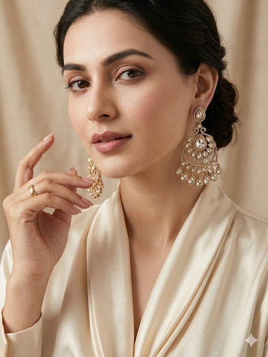 Noor Royale Kundan Chandbali Earrings