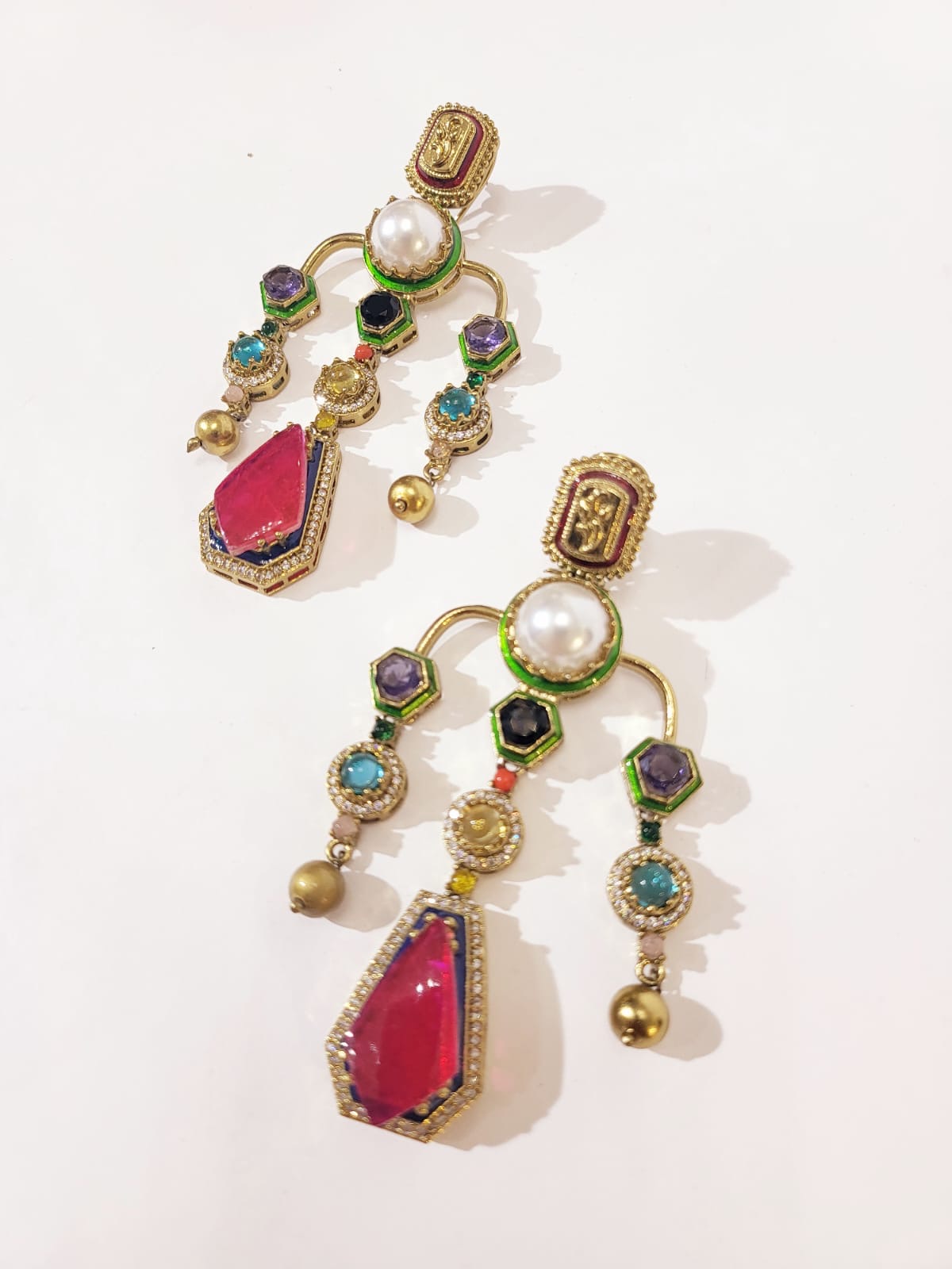 The Sovereign Navratna Chandelier Earrings