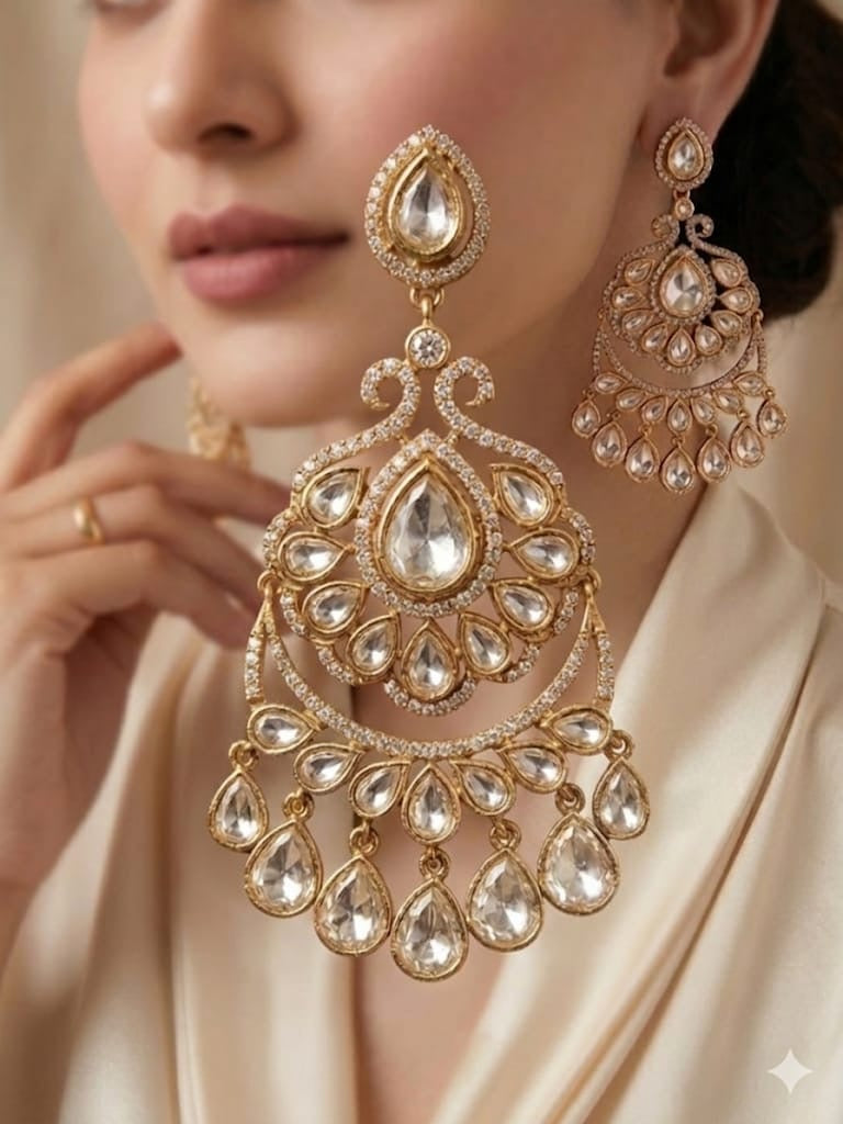 Noor Royale Kundan Chandbali Earrings