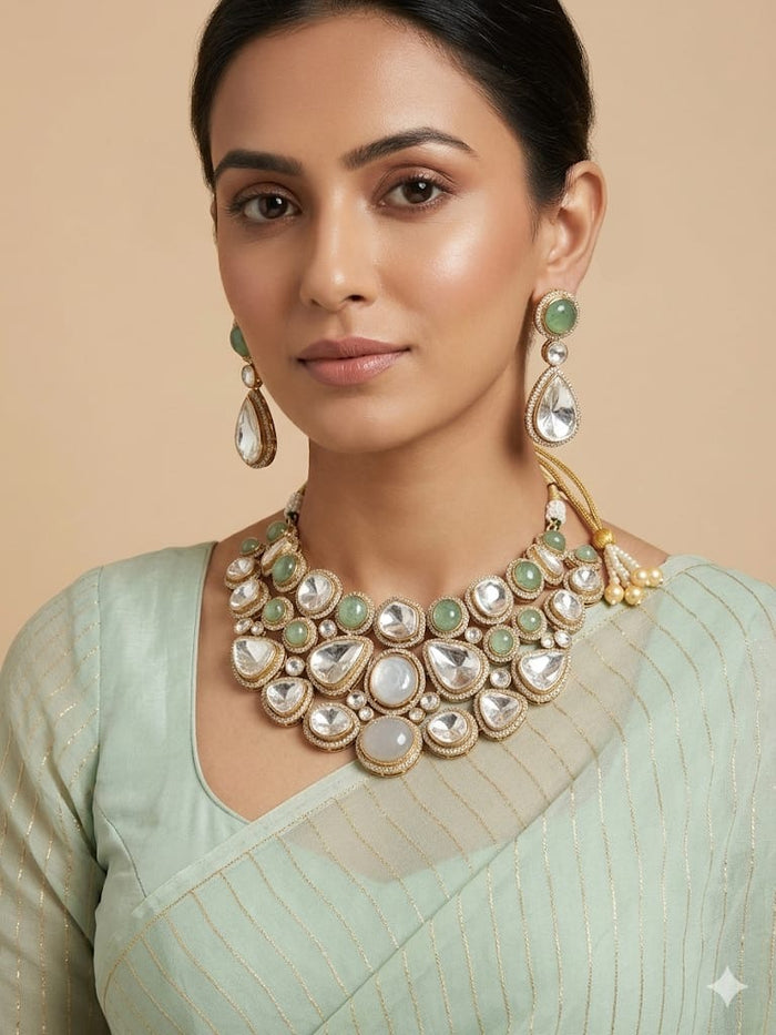 Emerald Royale Kundan Necklace Set