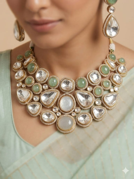 Emerald Royale Kundan Necklace Set