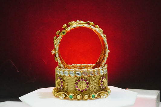 Flower detail gold plated kada