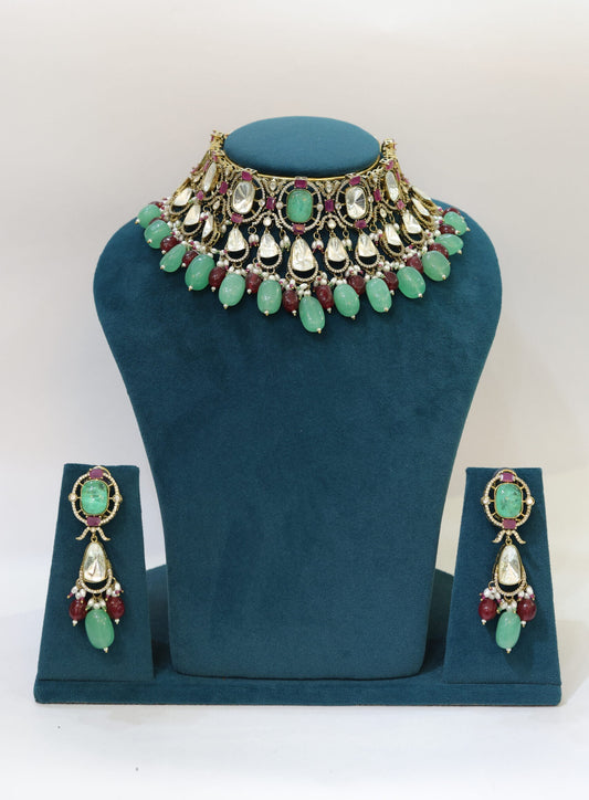Green & Coloured stone Jewellery set