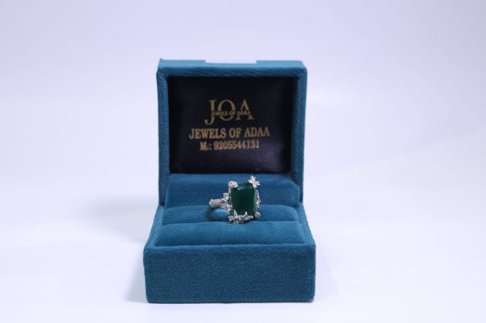 Green emerald stone studded ring