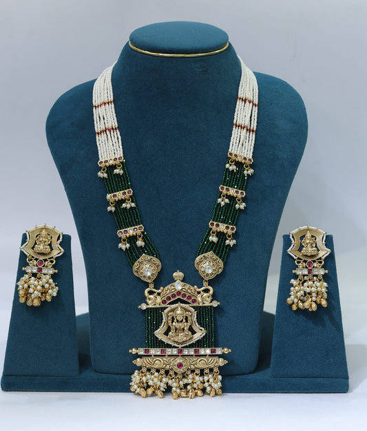 Long Necklace beaded jewellery set with Earrings