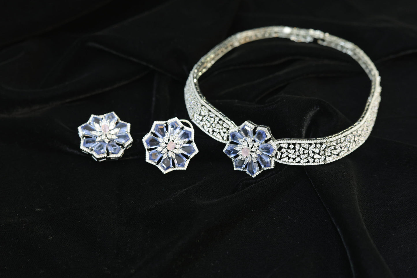 Flower Embellished Jewellery set
