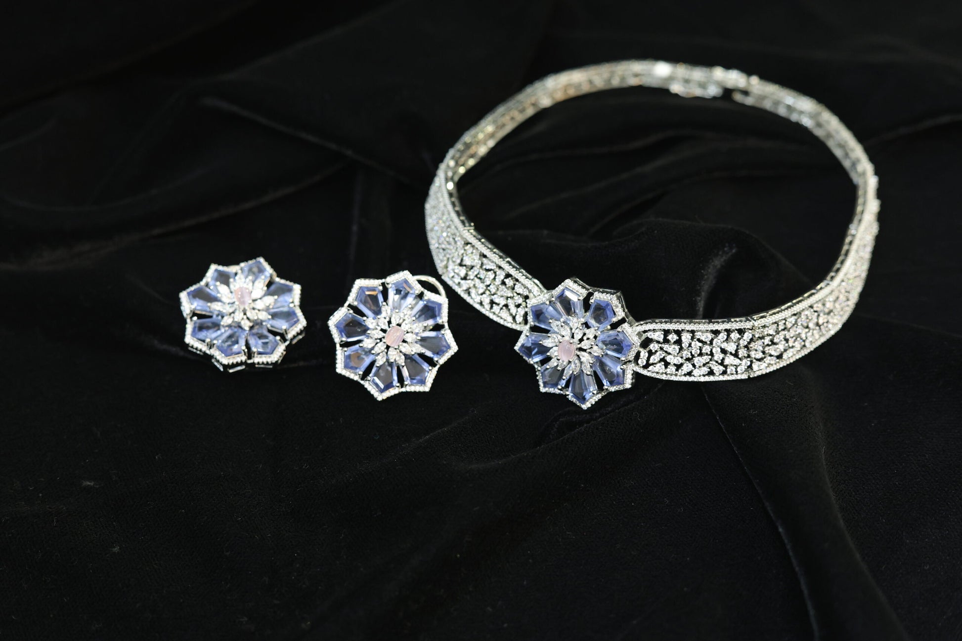 Flower Embellished Jewellery set