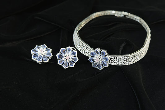 Flower Embellished Jewellery set