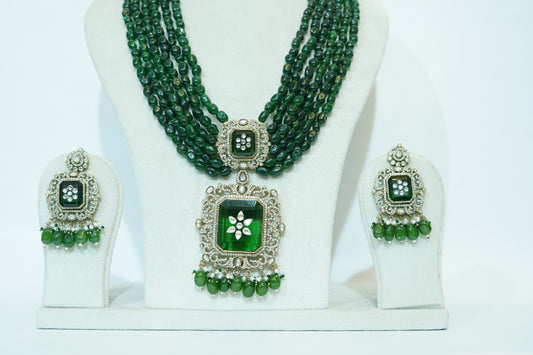 Green layered necklace set