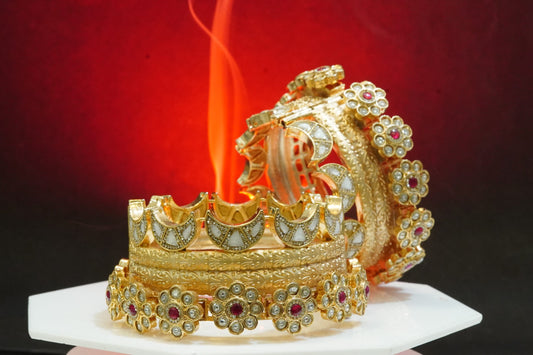 Kundan studded gold plated bangles