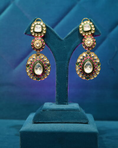 Kundan studded drop earrings