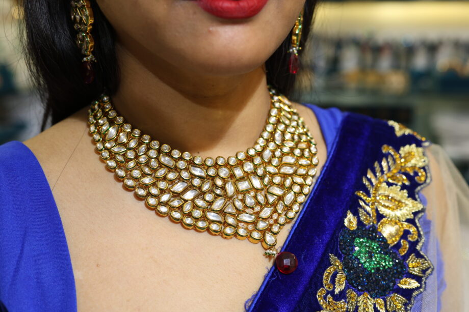 Heavy stone studded ethnic jewellery set - Image 3