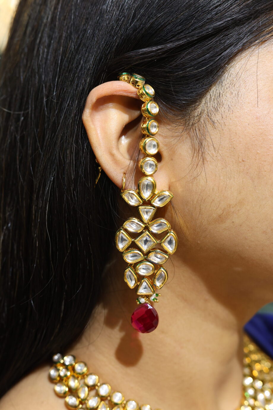 Heavy stone studded ethnic jewellery set - Image 2