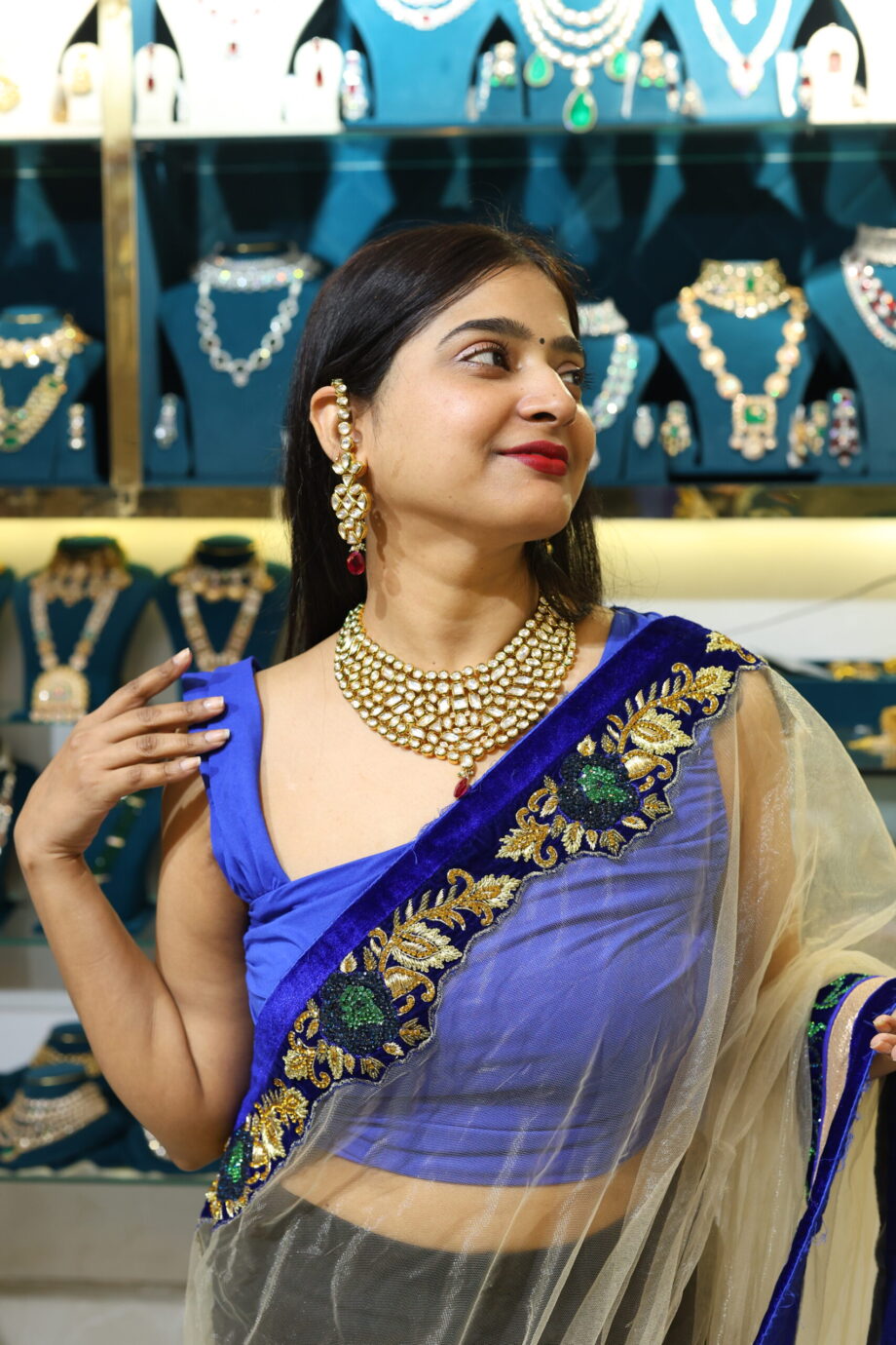 Heavy stone studded ethnic jewellery set