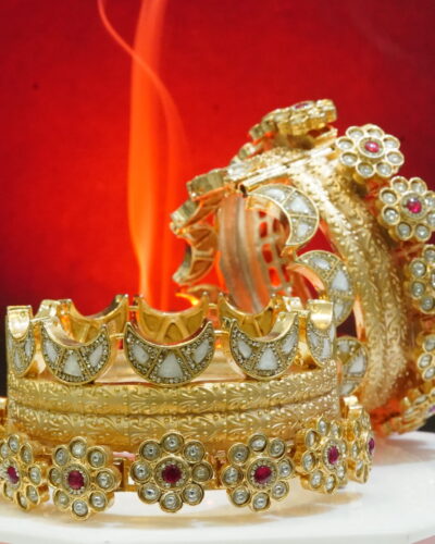 Kundan studded gold plated bangles