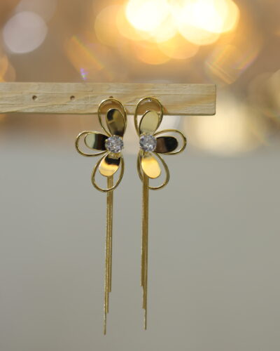 Half flower gold toned earrings