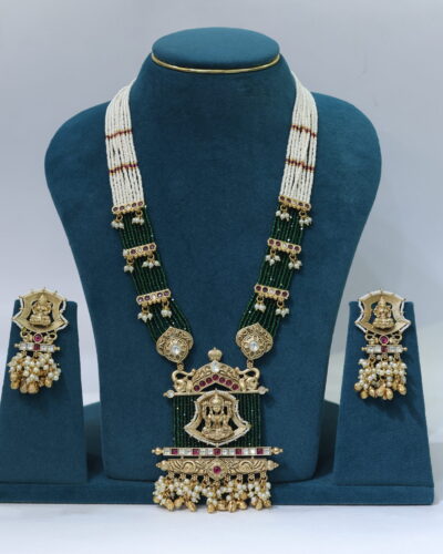 Long Necklace beaded jewellery set with Earrings